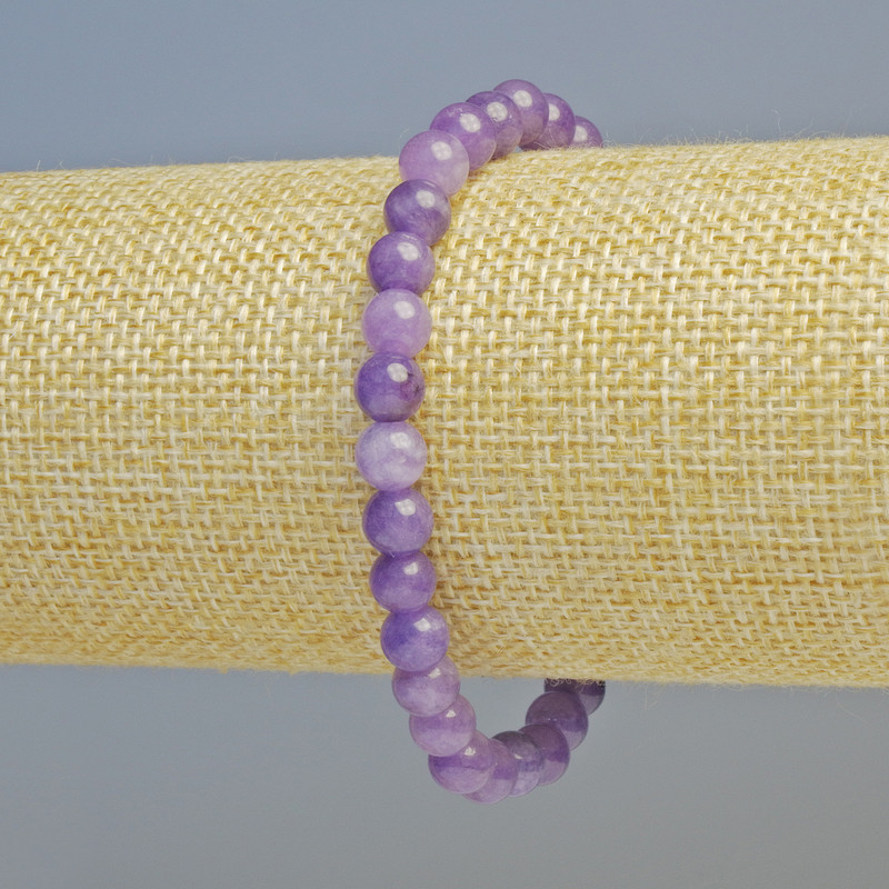 Bracelet Lepidolite (Pressed) Smooth Ball, Diameter 6.5mm+/- (Stretch), Length 18cm+