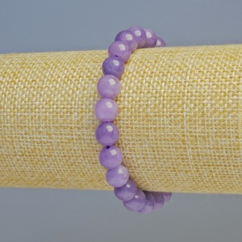Bracelet Lepidolite (Pressed) Smooth Ball, Diameter 8mm+/- (Stretch), Length 18cm+