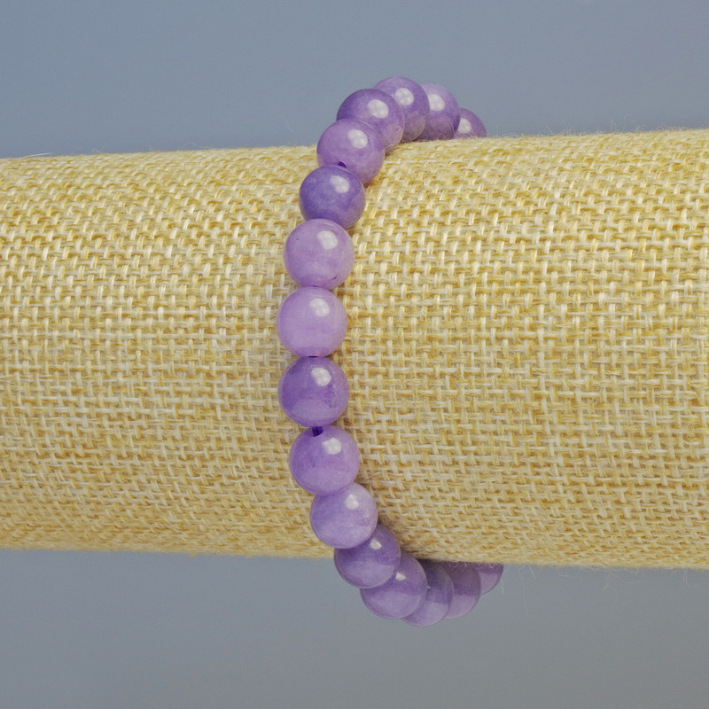 Bracelet Lepidolite (Pressed) Smooth Ball, Diameter 8mm+/- (Stretch), Length 18cm+