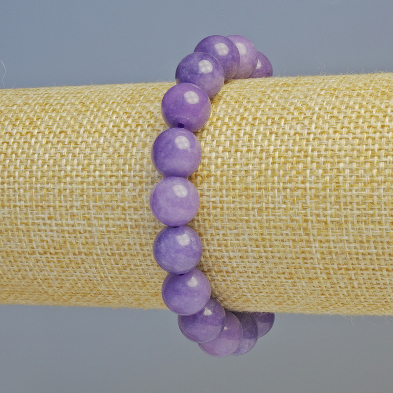 Bracelet Lepidolite (Pressed) Smooth Ball, Diameter 10.5mm+/- (Stretch), Length 18cm+