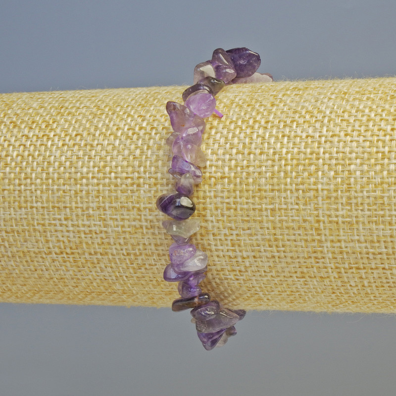 Bracelet Amethyst Natural Stone Chip, Diameter 7x3mm+/- (Stretch), Length 18cm+
