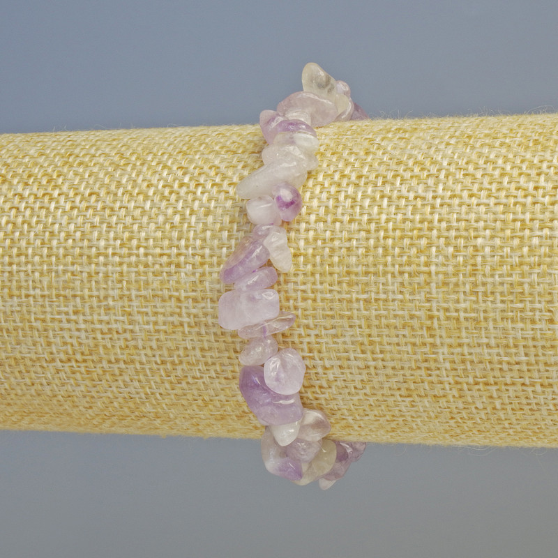 Bracelet Lavender Amethyst Natural Stone Chip, Diameter 8x4mm+/- (Stretch), Length 18cm+