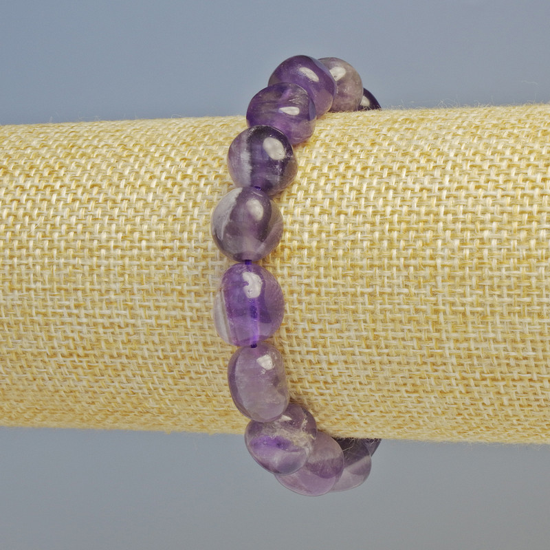 Bracelet Amethyst Natural Stone Tumbled, Diameter 11x12mm+/- (Stretch), Length 18cm+