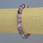 Bracelet Amethyst Natural Stone Matte Smooth Ball, Diameter 8.5mm+/- (Stretch), Length 18cm+