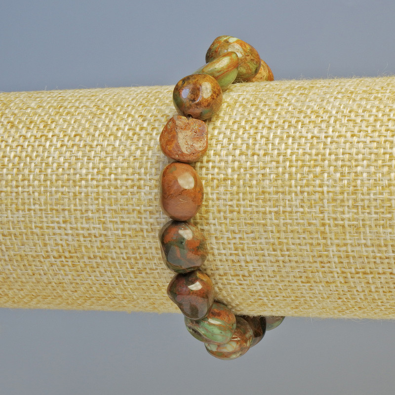 Bracelet Jasper Natural Stone Tumbled, Diameter 11mm+/- (Stretch), Length 18cm+