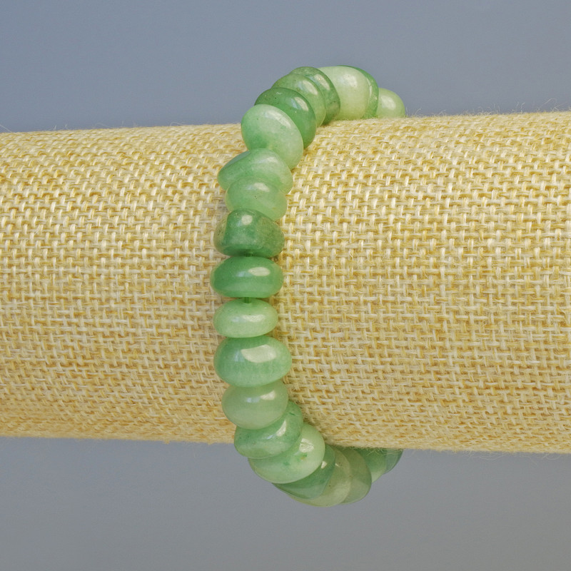Bracelet Nephrite Natural Stone Tumbled, Diameter 11x6mm+/- (Stretch), Length 18cm+