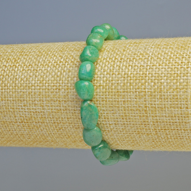 Bracelet Amazonite Natural Stone Tumbled, Diameter 9x11mm+/- (Stretch), Length 18cm+