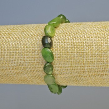 Bracelet Canadian Jadeite Natural Stone Tumbled, Diameter 9x12mm+/- (Stretch), Length 18cm+