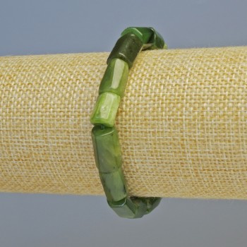 Bracelet Canadian Jadeite Natural Stone Faceted Chip, Diameter 8x12mm+/- (Stretch), Length 18cm+