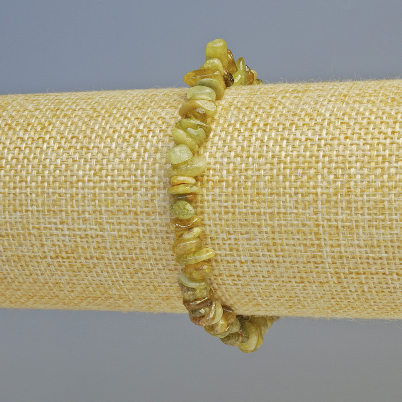 Bracelet Grossular (Green Garnet) Natural Stone Chips, Diameter 8x3mm+/- (Stretch), Length 18cm+