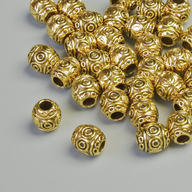 Bead-insert finding, diameter 6x6mm, hole diameter 2.5mm, pack of 33pcs +- 20g+-, gold-tone metal colour