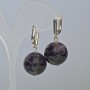 Amethyst Earrings, Natural Stone, Smooth Bead, Diameter 18mm+/-, Length 35mm+/- English Lock