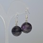 Amethyst Earrings, Natural Stone, Smooth Bead, Diameter 18mm+/-, Length 38mm+