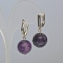 Amethyst Earrings, Natural Stone, Smooth Bead, Diameter 16mm+/-, Length 33mm+/- English Lock