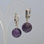 Amethyst Earrings, Natural Stone, Smooth Bead, Diameter 14mm+/-, Length 30mm+/- English Lock