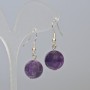 Amethyst Earrings, Natural Stone, Smooth Bead, Diameter 14mm+/-, Length 35mm+