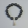Shungite (Imitation) Bracelet, Smooth Bead, Diameter 12mm+/- (Stretch), Length 18cm+/- with Hematite Inserts