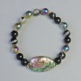 Agate and Hematite Bracelet, Smooth Bead, Diameter 8mm+/- (Stretch), Length 18cm+/- with Haliotis Insert, Diameter 29x16mm+