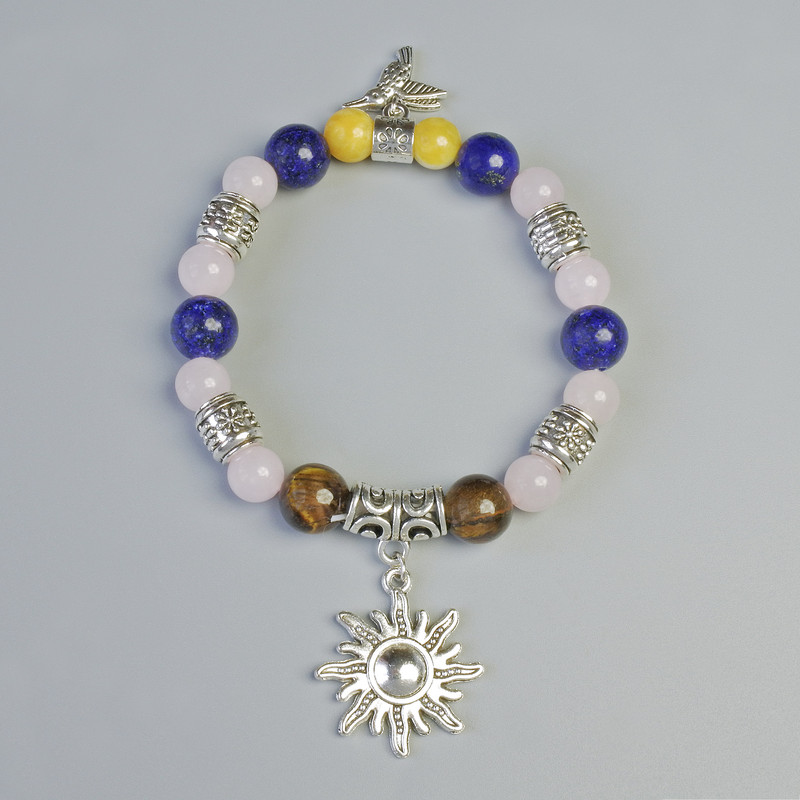 Assorted Bracelet, Smooth Bead, Diameter 8.5mm, 10mm+/- (Stretch), Length 18cm+/- with Metal Inserts