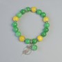 Chrysoprase and Citrine (Imitation) Bracelet, Smooth Bead, Diameter 10mm+/- (Stretch), Length 18cm+/- with Metal Inserts