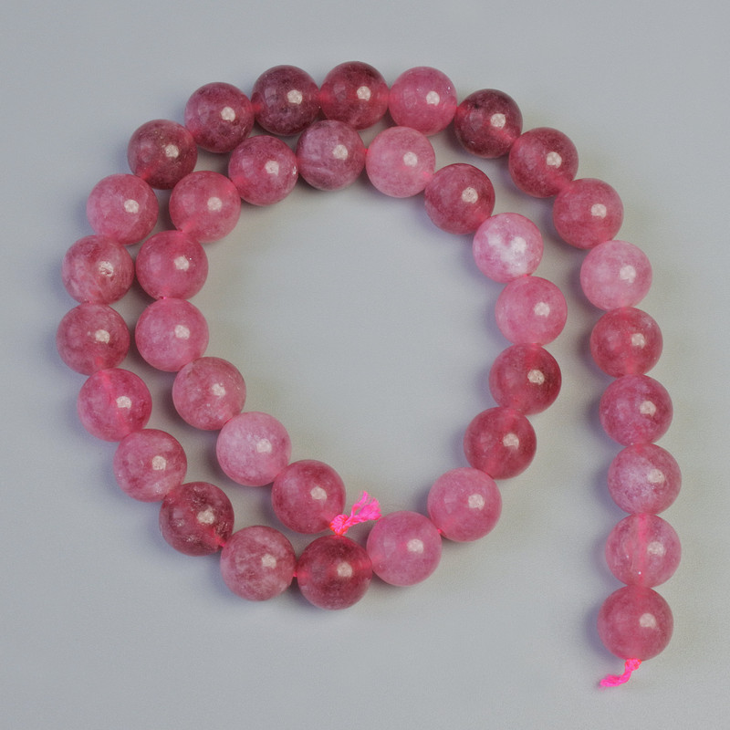 Tourmaline Rubellite Beads, Natural Stone, Smooth Round, Diameter 10.5mm+/-, Length 38cm+/- on a Strand