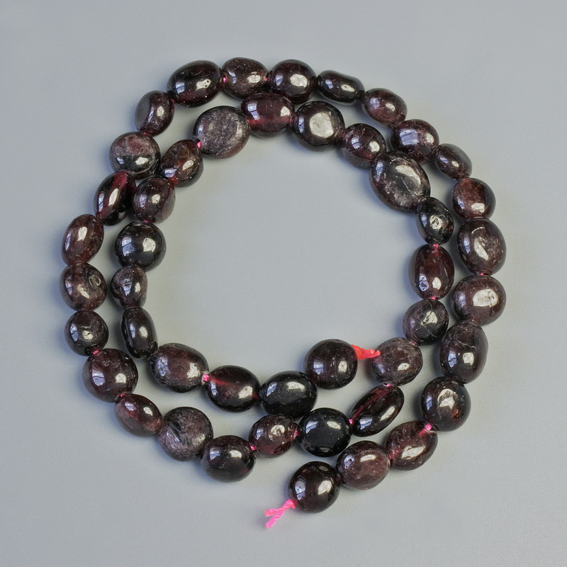 Garnet Beads, Natural Stone, Tumbled, Diameter 8x9mm+/-, Length 39cm+/- on a Strand