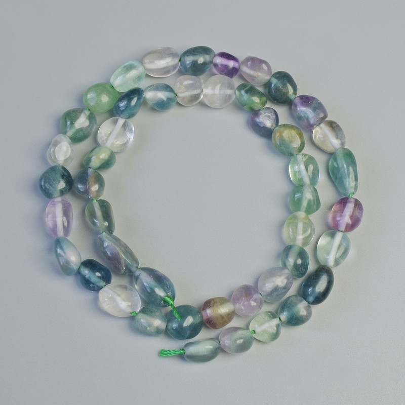 Fluorite Beads, Natural Stone, Tumbled, Diameter 8x9mm+/-, Length 40cm+/- on a Strand