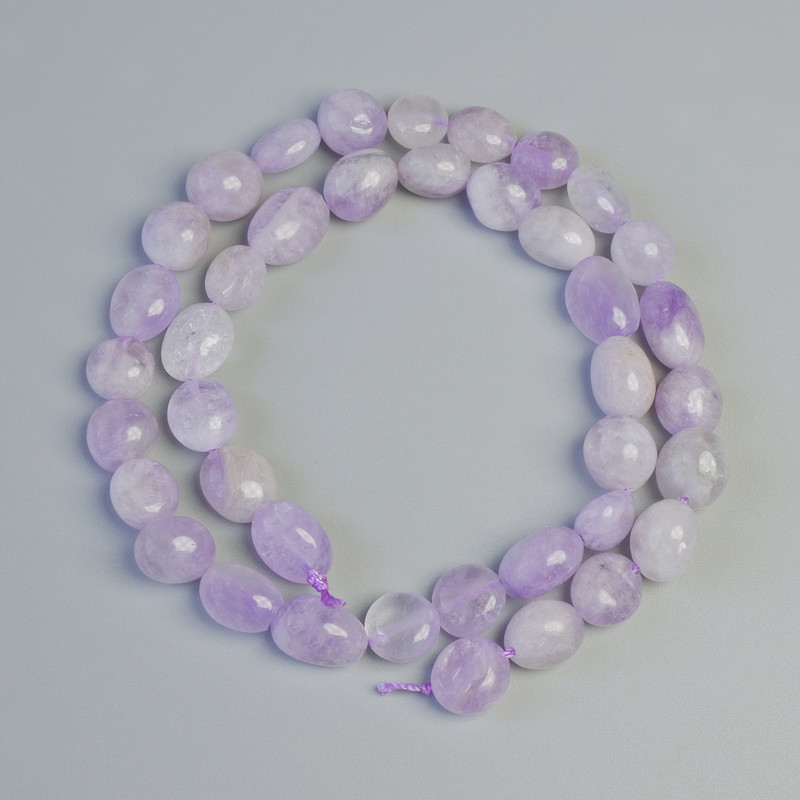 Lavender Amethyst Beads, Natural Stone, Tumbled, Diameter 8.5x10mm+/-, Length 39cm+/- on a Strand