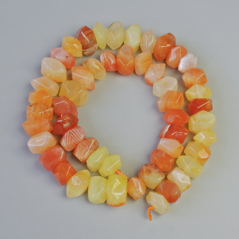Botswana Agate Orange Beads, Natural Stone Faceted Rondelle, Diameter 11x7.5mm+/-, Length 38cm+/- on a Thread
