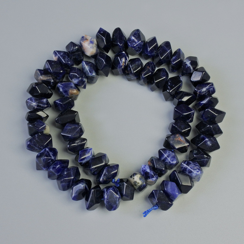 Sodalite Beads, Natural Stone Faceted Rondelle, Diameter 10.5x6.5mm+/-, Length 38cm+/- on a Thread