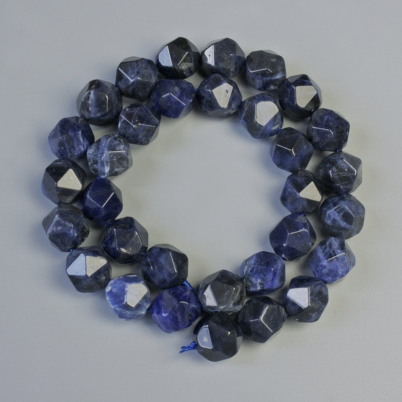 Sodalite Beads, Natural Stone Faceted, Diameter 10.5x12mm+/-, Length 38cm+/- on a Thread