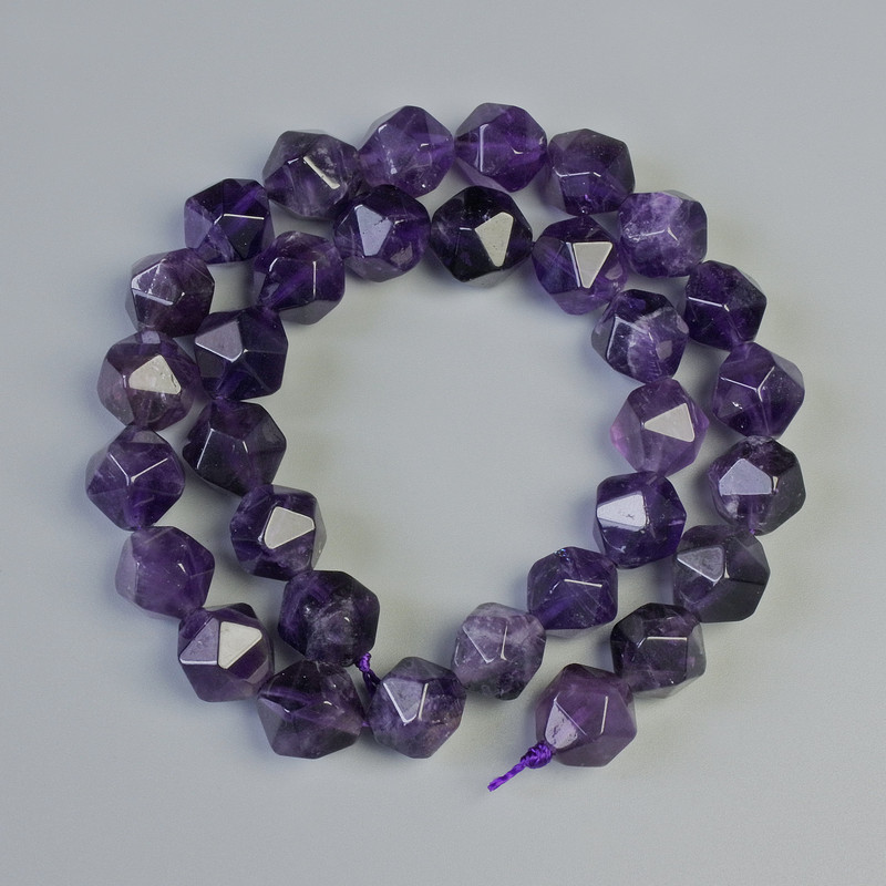 Amethyst Beads, Natural Stone Faceted, Diameter 10.5x12mm+/-, Length 38cm+/- on a Thread