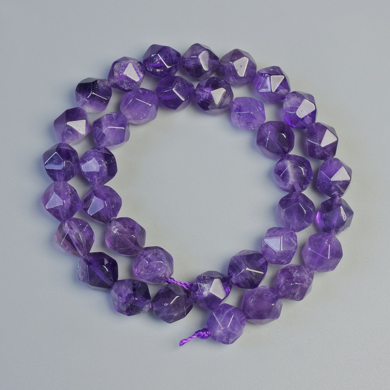 Amethyst Beads, Natural Stone Faceted, Diameter 9x10mm+/-, Length 36cm+/- on a Thread
