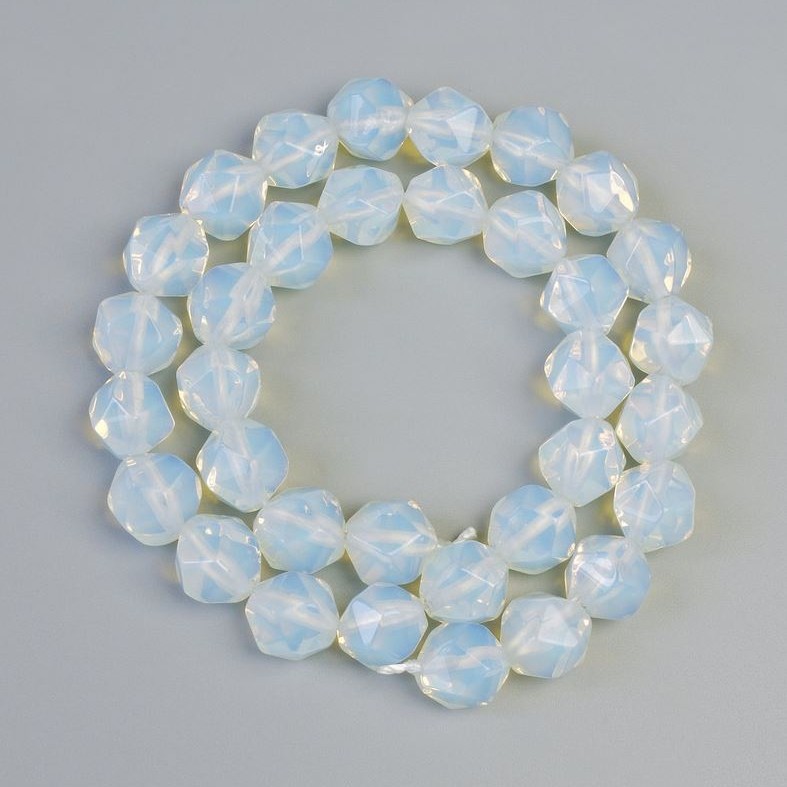 Moonstone Beads (Synthetic) Faceted, Diameter 10x11mm+/-, Length 38cm+/- on a Thread