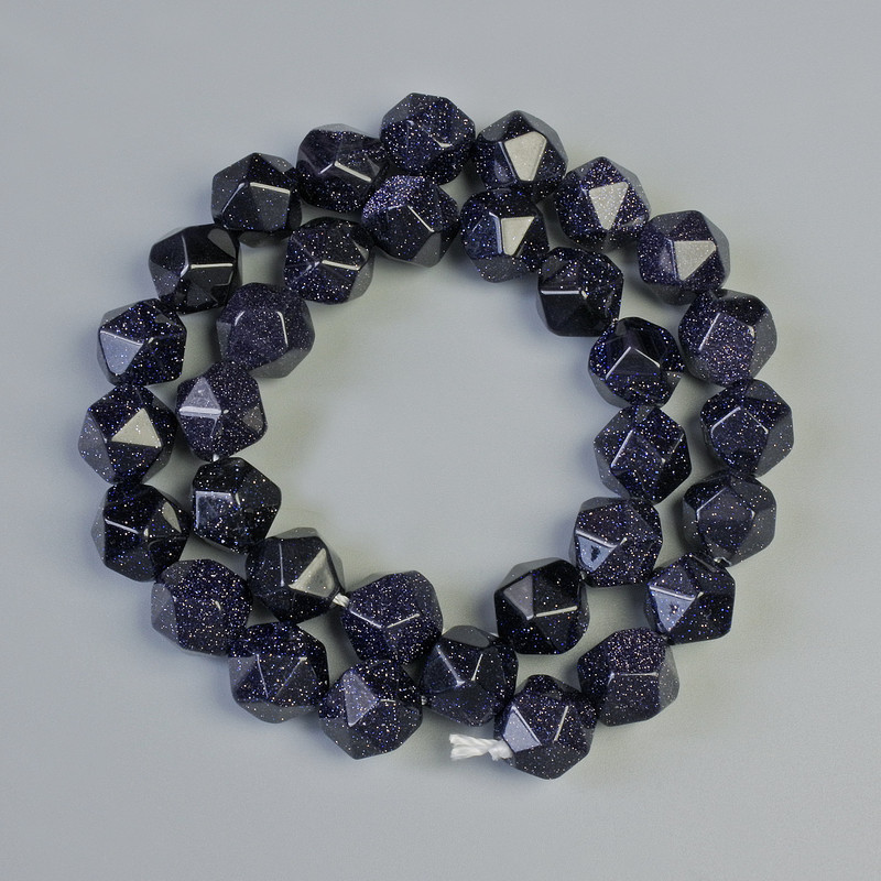 Aventurine Beads Night of Cairo (synthetic) Multifaceted, diameter 10×11mm+-, thread length 36cm+-