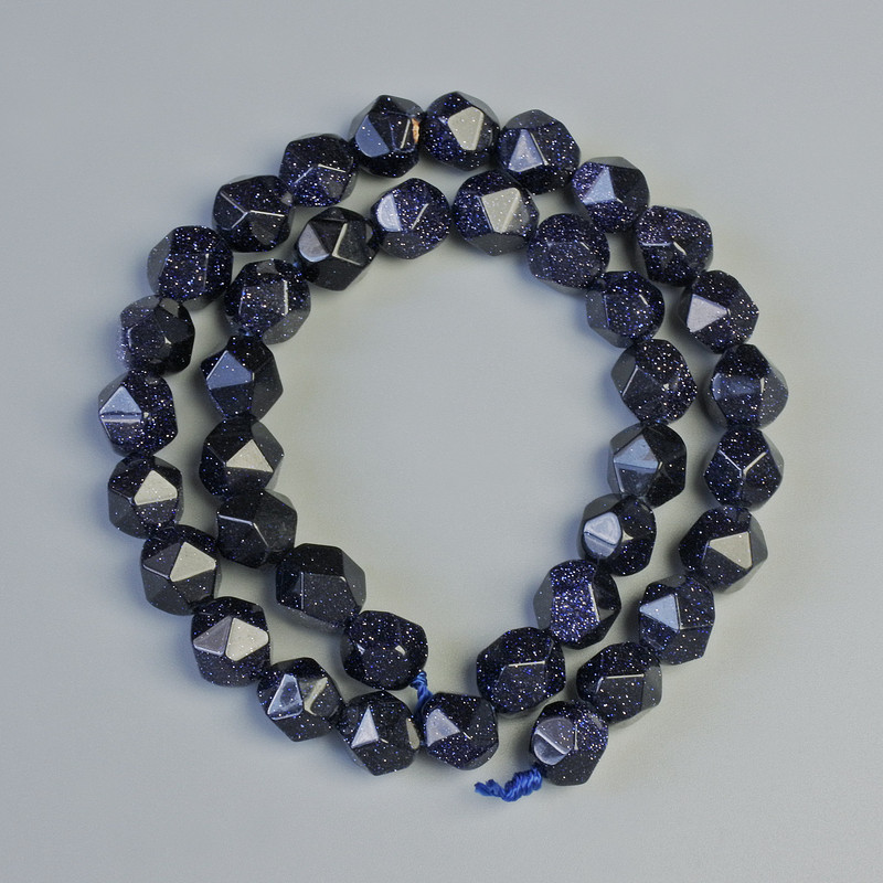 Beads Aventurine Night of Cairo (synthetic) Multifaceted, diameter 8.5×9.5mm ±, thread length 36cm ±