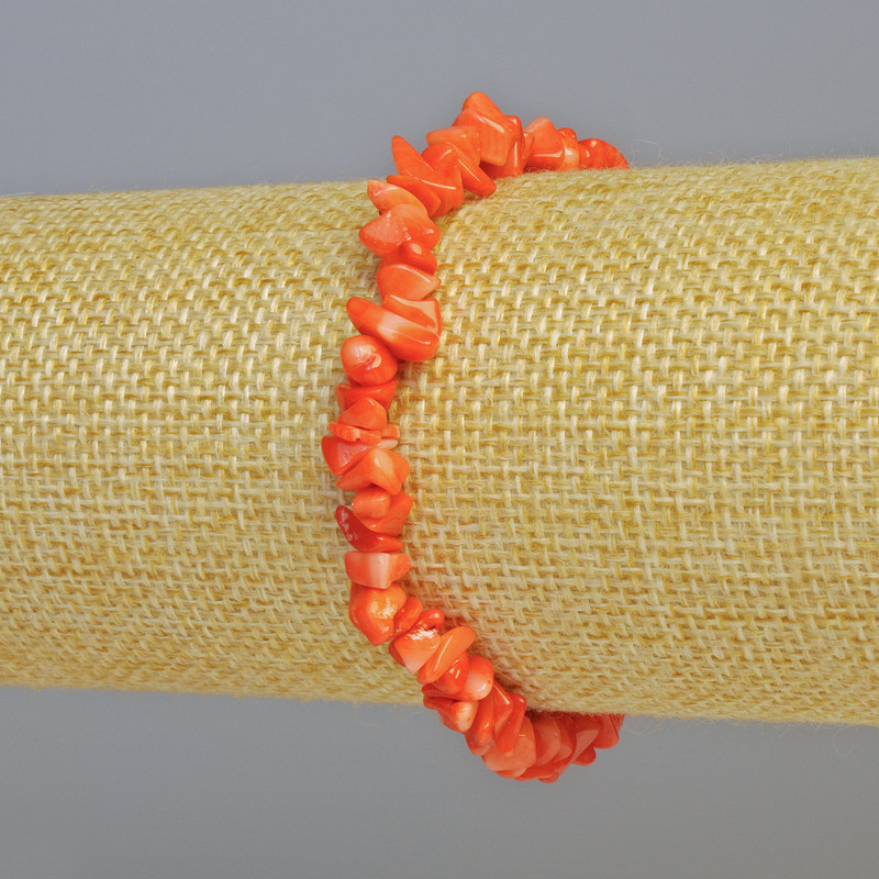 Orange Coral Natural Chip Bracelet, diameter 6x3mm+/- (stretch), length 18cm+