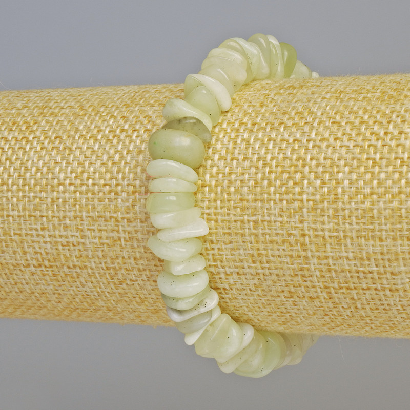 Jadeite Natural Stone Chip Bracelet, diameter 10x3mm+/- (stretch), length 18cm+
