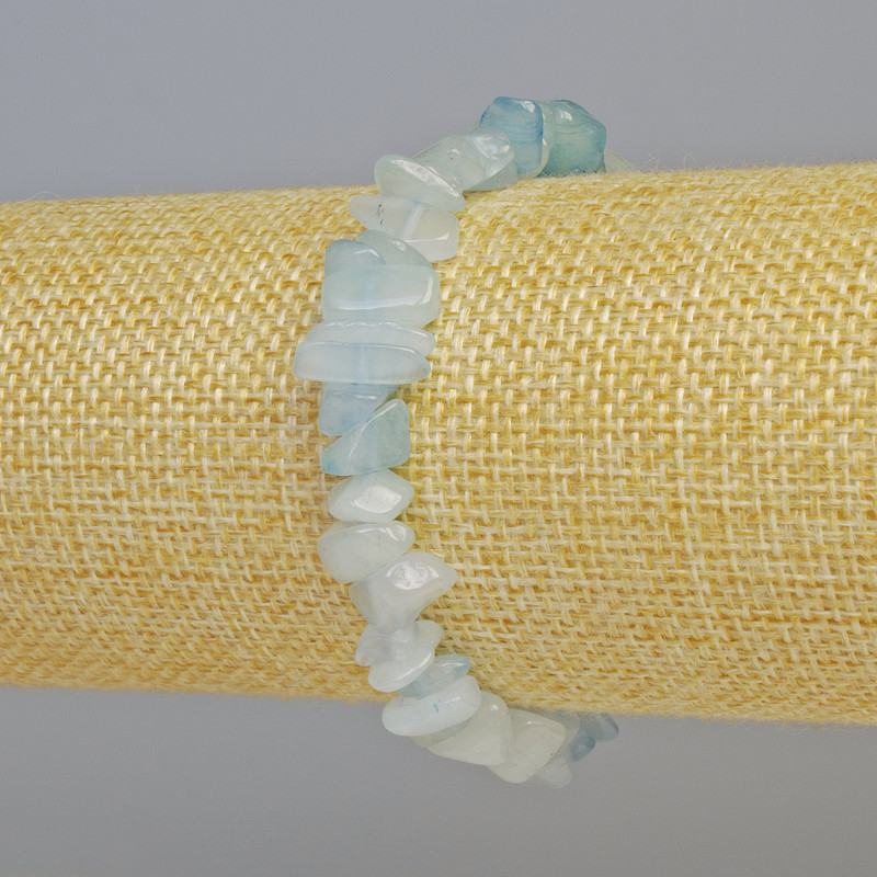 Aquamarine Natural Stone Chip Bracelet, diameter 7x4mm+/- (stretch), length 18cm+