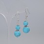 Turquoise Earrings (pressed), smooth round bead, diameter 12.5mm, 8.5mm+-, length 44mm+- with metal inserts