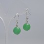 Jade Natural Stone Earrings, smooth round bead, diameter 12mm+-, length 34mm+