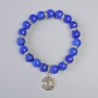 Lapis Lazuli Bracelet (imitation acrylic), smooth round bead, diameter 10.5mm+- (stretch), length 18cm+- with metal inserts