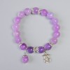 Sugilite & Amethyst-Toned Quartz Bracelet, smooth round beads, diameter 10.5mm +/- (stretch), length 18cm +/- with metal spacers