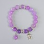Sugilite & Amethyst-Toned Quartz Bracelet, smooth round beads, diameter 10.5mm +/- (stretch), length 18cm +/- with metal spacers