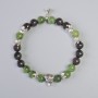 Jadeite & Garnet Bracelet, smooth round beads, diameter 8.5mm +/- (stretch), length 18cm +/- with metal spacers