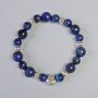 Blue Cat's Eye Bracelet, smooth round beads, diameter 10.5mm, 8.5mm+/- (stretch), length 18cm+/- with metal inserts