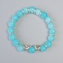 Aquamarine Bracelet, smooth round beads, diameter 10.5mm+/- (stretch), length 18cm+/- with metal inserts