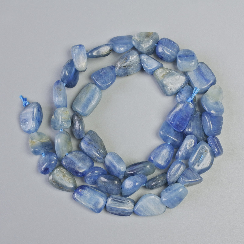 Kyanite Beads natural stone tumbled, diameter 8x10mm+-, length 39cm+- on a strand