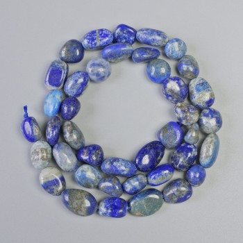 Lapis Lazuli Beads natural stone tumbled, diameter 8x10mm+-, length 40cm+- on a strand