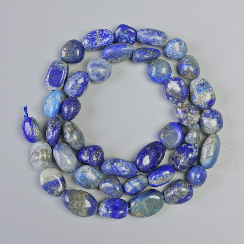 Lapis Lazuli Beads natural stone tumbled, diameter 8x10mm+-, length 40cm+- on a strand